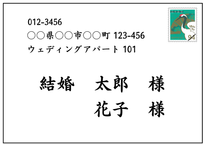 画像：夫婦宛に送る場合の宛名見本