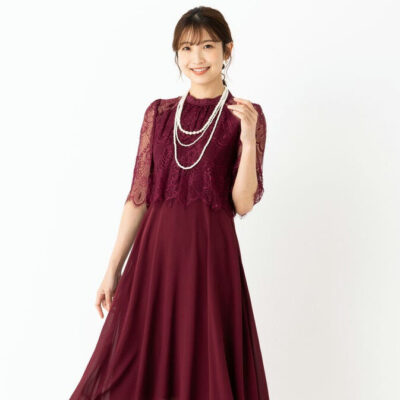 画像：ワインレッドのお呼ばれドレス見本