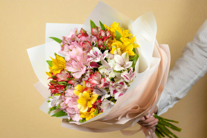 画像：色とりどりの花束