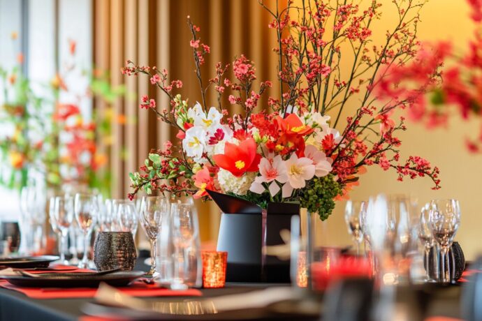画像：和風の装花コーディネート