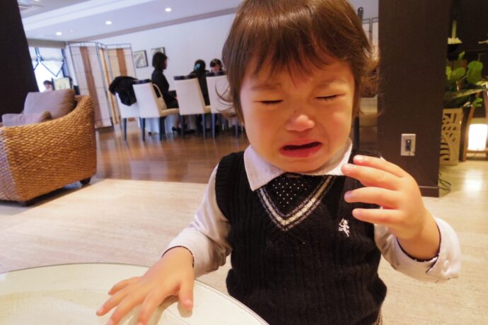 画像：披露宴でぐずった様子の子ども