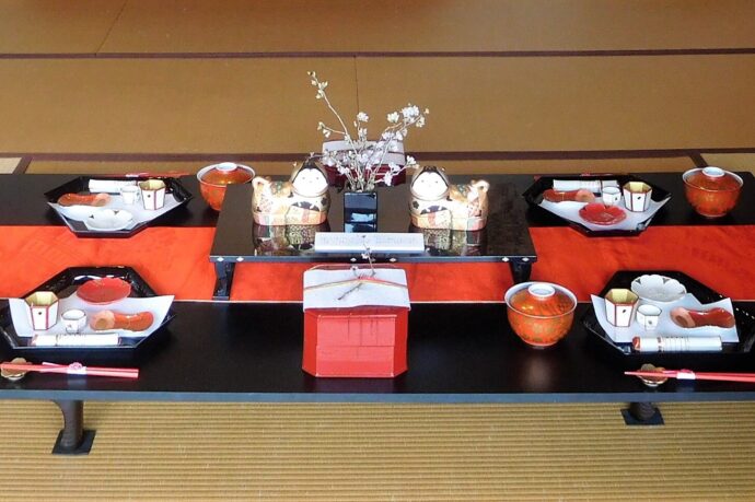 画像：セッティングされた和食
