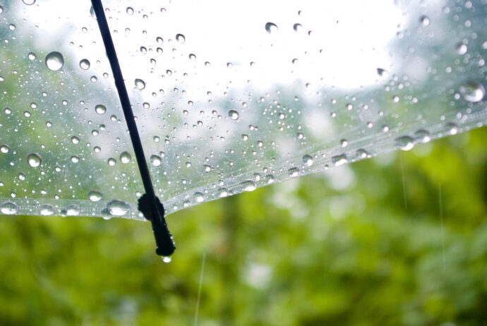 画像:ビニール傘についた水滴